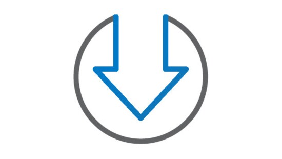 Arrow pointed down in circle.