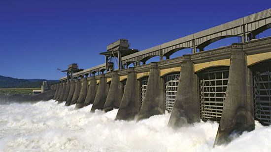 Water rushing out of pulp and paper mill.