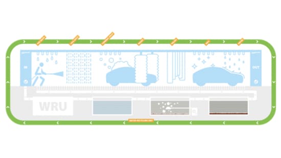 Illustration of car washing process.