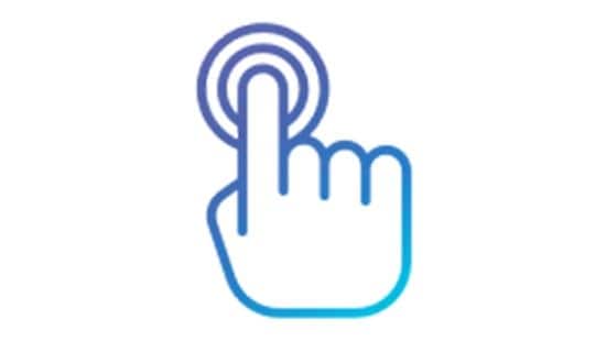 Finger pressing a button icon